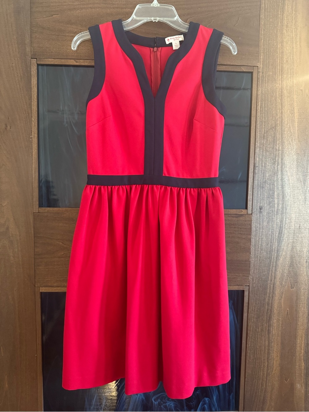 Brooks Brothers Red Fleece Sleeveless Dress with Navy Trim